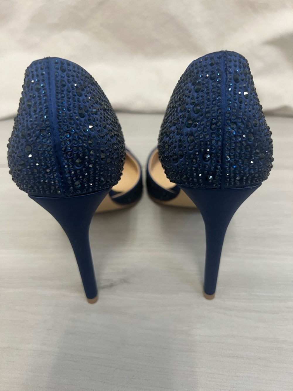 Jewel‎ Badgley Mischka Grace 2 Piece Navy Stiletto Heel Crystal Accents Sz 7 - Picture 5 of 8